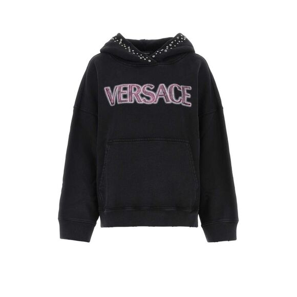 Versace Women Black Cotton Oversize Sweatshirt